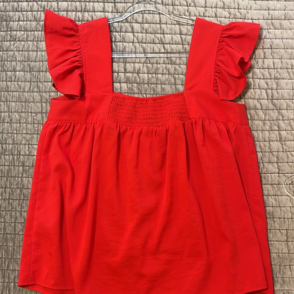 Entro Red Ruffle Sleeve Blouse - Picture 6 of 10